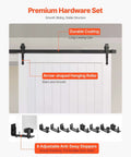 Sliding Barn Door 48 By 84 Inch With High Strength MDF Panel And Hardware Kit Waterproof PVC Surface Easy To Install H Frame