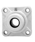 40mm Narrow Bearing Unit, Single, White 4-Bolt Plastic Housing for Shaft Mounting, Slim Pillow Block Style, Front View