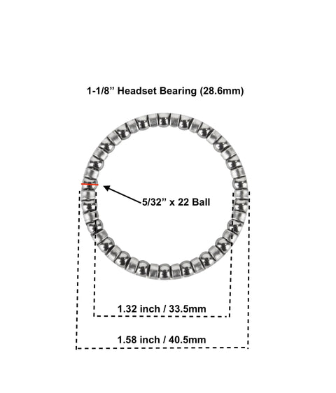Beefy Premium One And One Eighth Inch Headset Bearings Kit With Twenty Two Five Thirty Second Inch Ball Bearings Per Retainer
