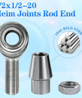 1/2 x 1/2-20 Heim Joints Rod End Kit with Right and Left Hand Threads, Chromoly Panhard Bar Set, .065 Wall Tube Bungs, Jam Nut