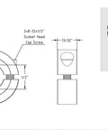 Technical diagram of Heavy Duty 4 Pack 1/2 Inch Bore Double Split Clamp On Shaft Collars With 8-32 Set Screws Carbon Steel Black Oxide Coated