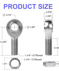 1.25 inch Heim joint rod end kit with tube adapters, misalignment spacers, jam nuts, chromoly joints for steering and suspension