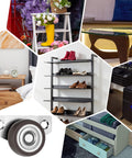 Mini Side Mount Casters 1.25 Inch With Mounting Screws For Furniture Rolling Cabinets Drawers Trundle Beds And Small DIY Projects Space Saving Low Profile Casters With Premium Steel Construction 4 Pieces For Under Bed Storage And Lightweight Furniture shown in lifestyle applications.