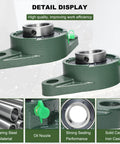2 Pack 1-3/8 Bore Pillow Block Bearing With Flange Mount 2 Bolt Self Aligning Pillow Block Bearings On Solid Cast Iron Base Premium Bearing Steel Durable Heavy Duty Support For Industrial Machinery And Conveyors