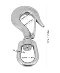 Rotating clevis slip hook, 1.3in stainless steel marine-grade for lifting chains on yachts