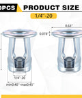 50 Pack Jack Nuts 1/4-20 Threaded Inserts Petal Nuts And Blind Fasteners For Plastic And Metal Projects Zinc Plated Steel And Aluminum Alloy Dowels Screw Anchors For Hollow Plates Pipes Sheets And More product size dimensions