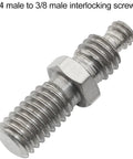 One Quarter To Three Eighths Inch Tripod Screw Adapter Set For Camera Accessories showing dual threads and iron material.