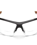 Braswell 1.5 Diopter Anti Fog Safety Glasses With One Size Fits All Nosepiece, front view, clear lenses, black half-frame.