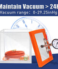 1.5 Gallon Acrylic Vacuum Chamber For Resin Degassing Kit with hose and gauge, silicone and epoxy safe, maintain vacuum over 24 hours.