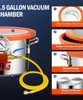 One Point Five Gallon Vacuum Chamber With Tempered Glass Lid 304 Stainless Steel Degassing Chamber features and parts