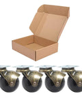 1.5 Inch Ball Caster Wheels Set Of 4 With Antique Brass Top Plate Castors For Coffee Table And Ottoman, Soft Polyurethane Wheels