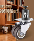 1.5 Inch Double Wheel Swivel Caster Wheels Set Of Four With Rubber Caster Wheels And 396 Lbs Load Capacity image showing caster on furniture