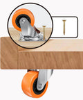 1.5" Casters Set of 8 - Swivel Plate Universal Caster Wheels, Orange Polyurethane (PU), 360° Rotation for Storage Box, Small Furniture, and Kitchen Appliances with screws
