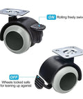 1.5 Inch Rubber Caster Wheels Top Plate For Moving Drawer Cabinet Table Cart With 360 Degree Rotation And 132 Lbs Load Capacity Set Of 4 Furniture Casters, shown with locking mechanism.