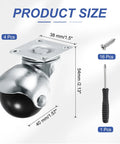 Detailed view of 1.5 Inch Ball Caster Wheels for Furniture Swivel Casters With Top Plate Mount, screws and screwdriver included