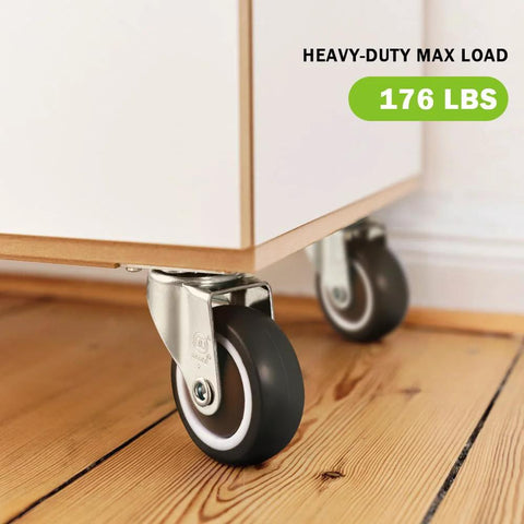 1.5 Inch Caster Wheels Set Of 4 Heavy Duty No Noise Swivel Top Plate Casters for furniture on wood floor, TPR wheel, 176 lbs load
