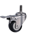 1.5 Inch Heavy Duty Swivel Caster Wheel with Brake, Silent PU, M10 Thread, 360 Rotation, for Furniture