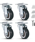 1.5 Inch Caster Wheels Set Of 4 Heavy Duty No Noise Swivel Top Plate Casters For Nightstands And Side Tables Furniture And Workbenches