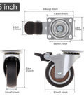 Detailed view of 1.5 Inch Plate Swivel Caster Wheels Set Of 4 With Quiet Rubber Wheels And Locking Brakes, 220 Lbs Total Load Capacity.