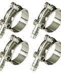 1.5 Inch T Bolt Hose Clamps 304 Stainless Steel 46 to 52 mm Range Fits 1.8 to 2.0 Inch Outer Diameter Silicone Hose ID For 1.5 Inch Turbo Intake Intercooler Clamp Pack Of 4 Suitable For Turbo Intercooler Piping And Engine Bay Hoses
