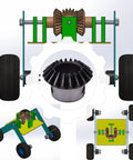 Two Piece Bevel Gear Set 1.5 Module Tapered Bevel Pinion Gears For Hardware And Machinery, 20 Tooth With 16mm Hole in an assembly