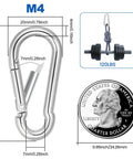 Small Carabiner Clip Set Of 10 1.57 Inch Heavy Duty Alloy Mini Carabiners with size comparison to a quarter and weight capacity image