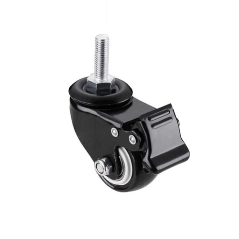 Close-up of Four Pack 1.5 Inch Heavy Duty Caster Wheels Swivel Casters With Brake And M8 Threaded Stem Load Capacity 50 Kg Per Wheel