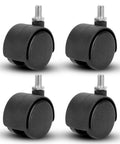 4 Pack Swivel Casters 1.5 Inch 360 Degree Universal Plastic Screw Socket Cabinet Stem Casters Heavy Duty Replacement Wheels