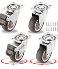1.5 Inch Caster Wheels Heavy Duty Set of 4 Rubber 360 Degree Swivel Plate Casters for Small Furniture Carts and Cabinets 2 with Brakes 2 without Load 194 Lbs shown with screws
