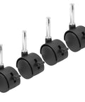 4pcs 1.5 Inch Swivel Caster Wheels with M8 Grip Neck Stem and Brake Heavy Duty Black Nylon Replacement Casters for furniture.