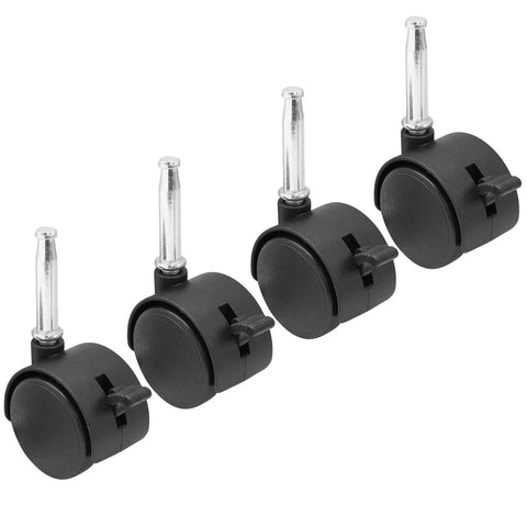 4pcs 1.5 Inch Swivel Caster Wheels with M8 Grip Neck Stem and Brake Heavy Duty Black Nylon Replacement Casters for furniture.