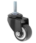 1.5 Inch Swivel Caster Wheels PU 360 Degree Rotation with Threaded Stem M8 x 25mm, 40mm Wheel, 330lb Total Load Capacity