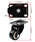 1.5 Inch Swivel Caster Wheels Heavy Duty 12 Pack Without Brake Rubber Base Top Plate Bearing Casters with measurements