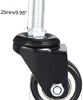 1.5 Inch Swivel Caster Wheels PU 360 Degree Rotation with Threaded Stem M8 x 25mm, side view of wheel and stem measurements