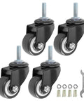 1.5 Inch Swivel Caster Wheels PU 360 Degree Rotation with Threaded Stem M8 x 25mm, 40mm Wheel, 330lb Total Load Capacity, Pack of 4