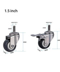1.5 Inch Heavy Duty Swivel Caster Wheels Set of 4 with Brakes, Silent PU Casters with M10 Thread, image showing two casters