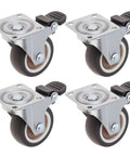 1.5 Inch Plate Swivel Caster Wheels Set Of 4 With Quiet Rubber Wheels And Locking Brakes, 220 Lbs Total Load Capacity
