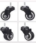 1.5 Inch Caster Wheels Set Of 4 Heavy Duty Swivel Casters With Brakes M6 X 15mm Threaded Stem PU Non Marring Wheels 360 Degree