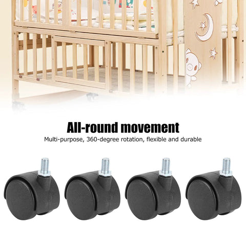 4 Pack Swivel Casters 1.5 Inch 360 Degree Universal Plastic Screw Socket Cabinet Stem Casters Heavy Duty Replacement Wheels