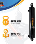 ✝️ 1.5x8 Hydraulic Cylinder - 1.5" Bore 8" Stroke Double Acting Welded Cross Tube Hydraulic Cylinder, SAE #4 Port, 3500 PSI, side view with 5300 lbs capacity