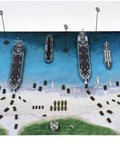 Epic Normandy D-Day Landing Diorama Base for 1/700 WWII Ships and Landing Craft, Scenic Paper Base 290 x 185 mm, 2-Piece Kit