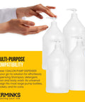 1 Gallon Pump Dispenser - Gallon Pump for Shampoo, Detergent, Lotion & Body Wash, Liquid Dispenser Pump for Condiments, Syrups & Flavorings, Pump Dispenser for Epoxy, Glue and Paints - 4 Pack with hands using pump