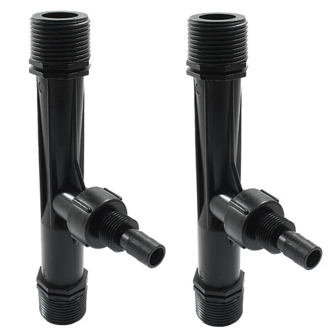 Two Pack 1 Inch Black Venturi Injector Tubes For Irrigation Systems Plastic Fertilizer Injector For Garden And Agriculture