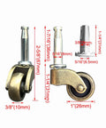 1 Inch Swivel Stem Ball Caster Wheel Zinc Alloy Antique Brass with Socket Mount dimensions shown