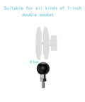 1 Inch Ball Mount Base with 1/4-20 Threaded Bolt Stainless Steel with TPU Coated Ball, suitable for 1-inch double socket, B Size.