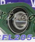 Side view of 1" Bore Mounted Bearing UCFL-205-16 + 2-Bolt Flanged Cast Housing - Ball Bearing with a Flange