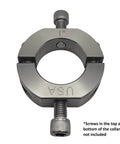 1" Bore Mountable Two-Piece Clamping Shaft Collar in 303 Stainless Steel - Made in USA with tapped flats and clamping screws