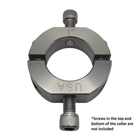 1" Bore Mountable Two-Piece Clamping Shaft Collar in 303 Stainless Steel - Made in USA with tapped flats and clamping screws