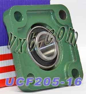 1"inch Bore Mounted Bearing UCF205-16 + Square Flanged Cast Housing - VXB Ball Bearings