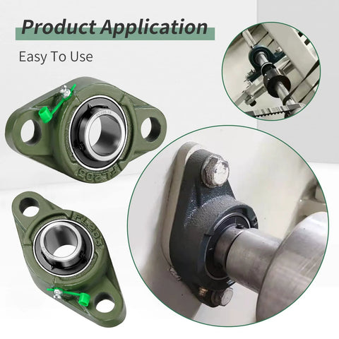 1 Inch Bore Pillow Block Bearing UCFL205-16 self-aligning flange with 2-bolt cast iron housing installed on machinery